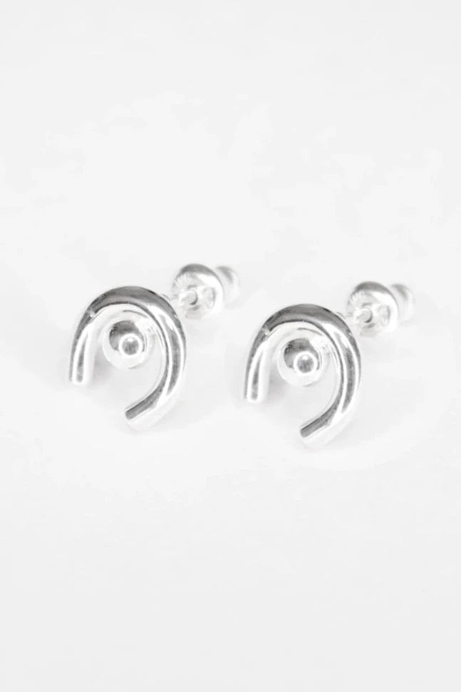 S925 Minimalist Geometric Half Arc Earrings B3290