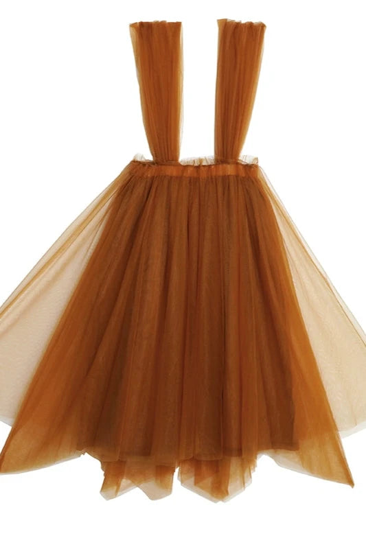 Fox Embroidery Layered Tulle Suspender Skirt B3374