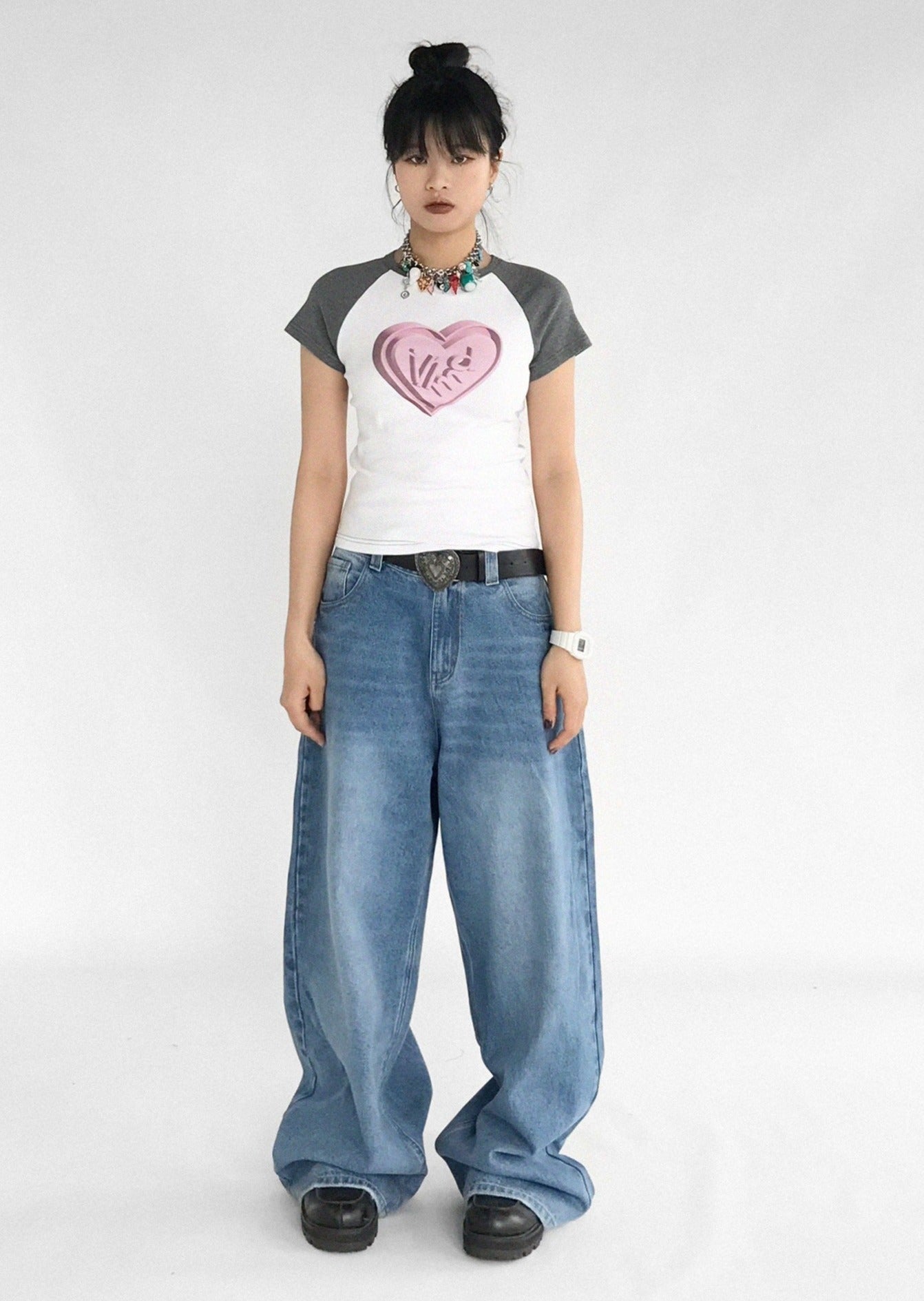 Retro loose wide jeans B3113