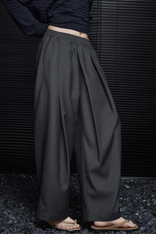 Gray loose wide drape pants B3297