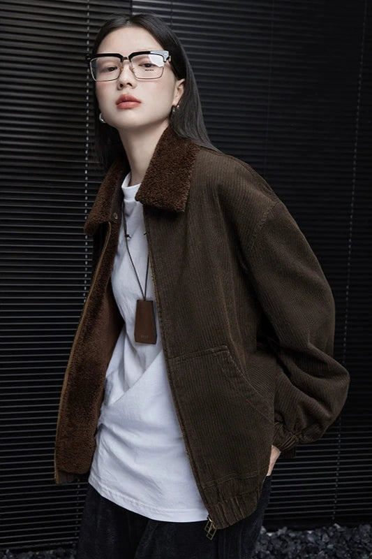 Coffee color corduroy jacket B3437