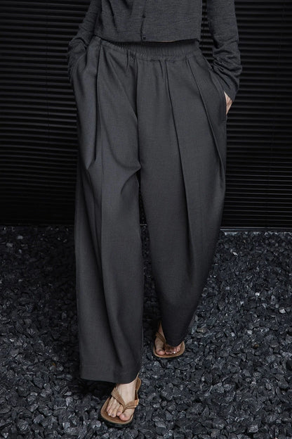 Gray loose wide drape pants B3297