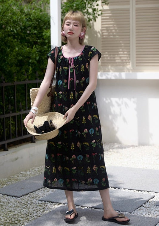 Vintage flower embroidered dress B3025