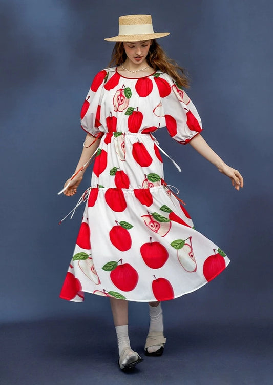 Apple Print American Retro Dress B3012