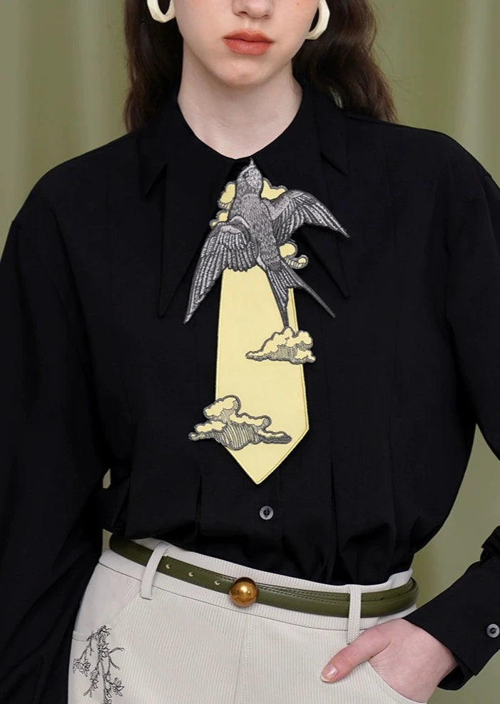 Swallow Moon Yellow Tie B2930