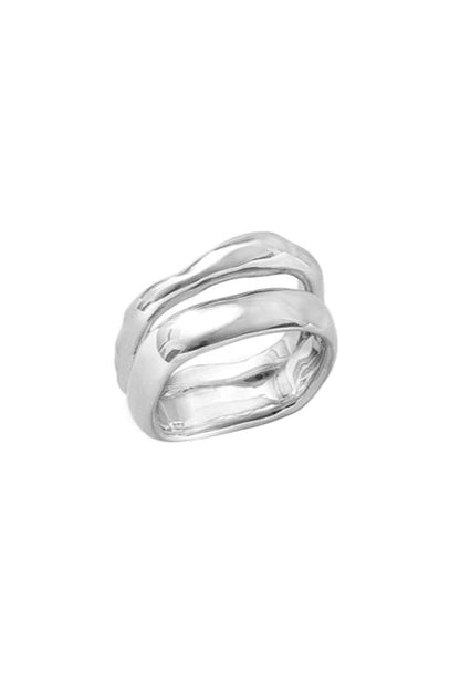 S925 Square Pinky &amp; Index Finger Ring B3504