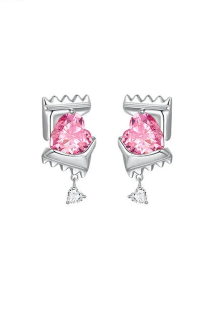 S925 Sweet Pink Rock Candy Earrings B3316