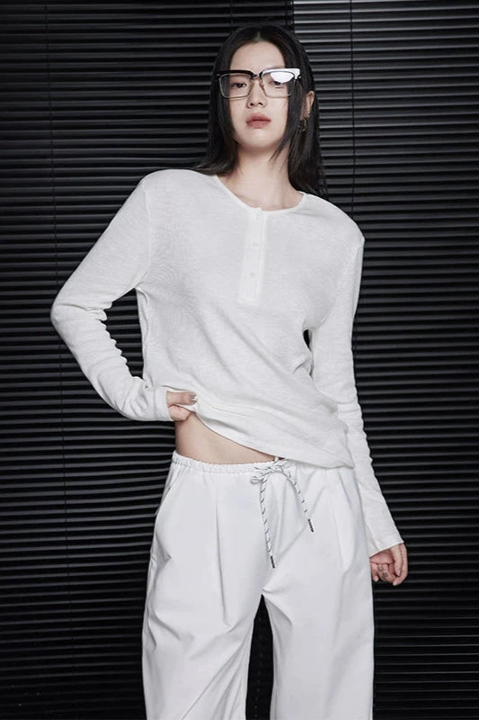 White slim long sleeve T-shirt B3298