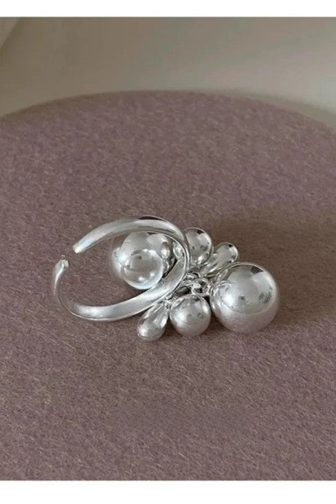 S925 Flower Bud Ball Handsome Open Ring B3309