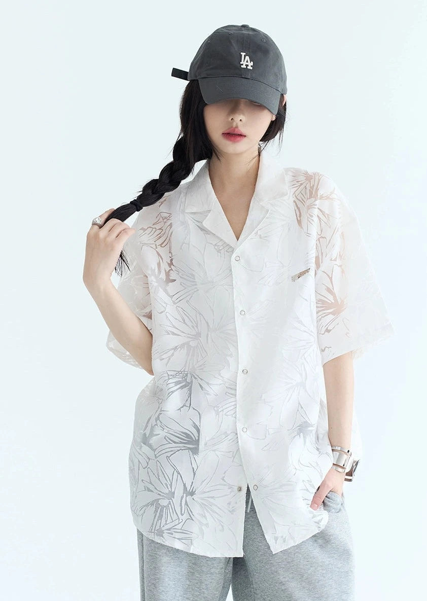 See-through loose shirt B3182