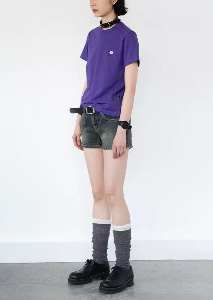 Eggplant purple cotton T-shirt B3104