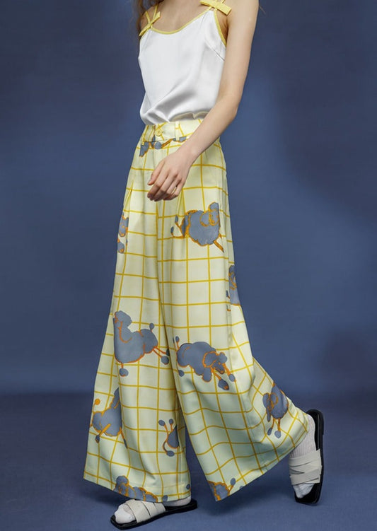 Little Sheep Check Print Wide Pants B3009