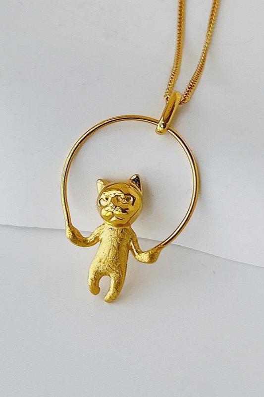 S925 Cat Skipping Rope Necklace B3488