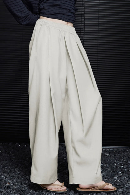 Beige loose wide drape pants B3299