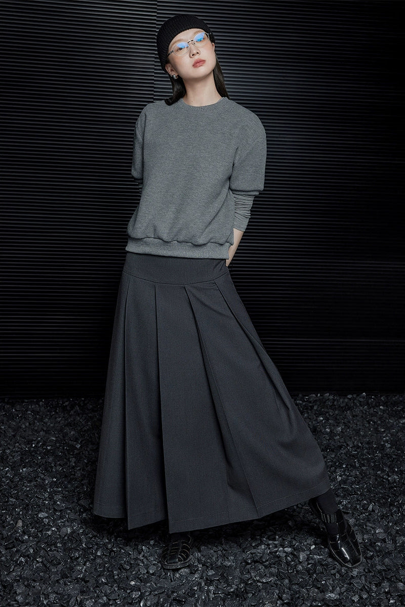 Gray loose wide culottes B3609