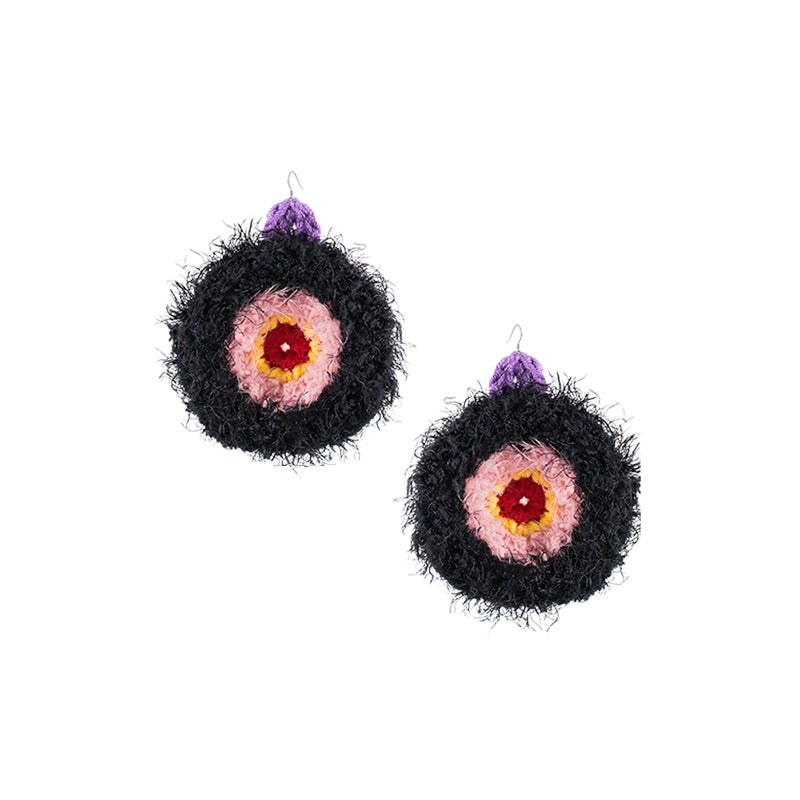 Hand hook brush round earrings B2241