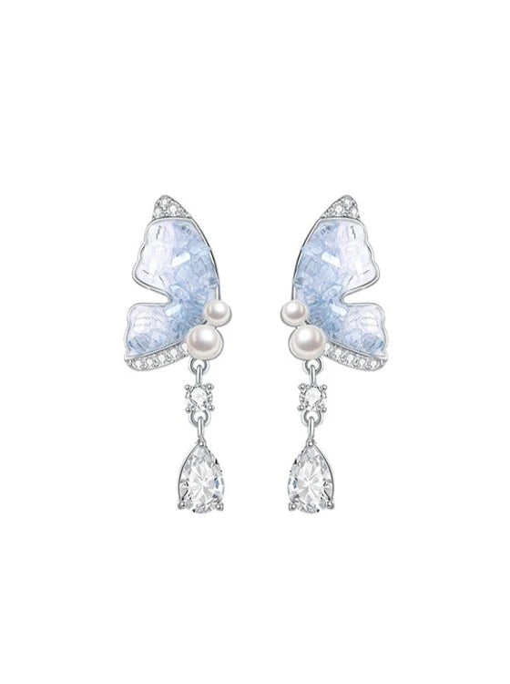 Crystal butterfly pendant earrings B2891