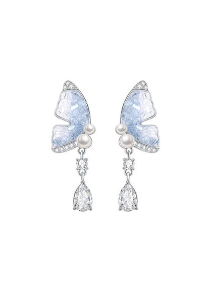 Crystal butterfly pendant earrings B2891