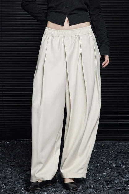 Beige loose wide drape pants B3299