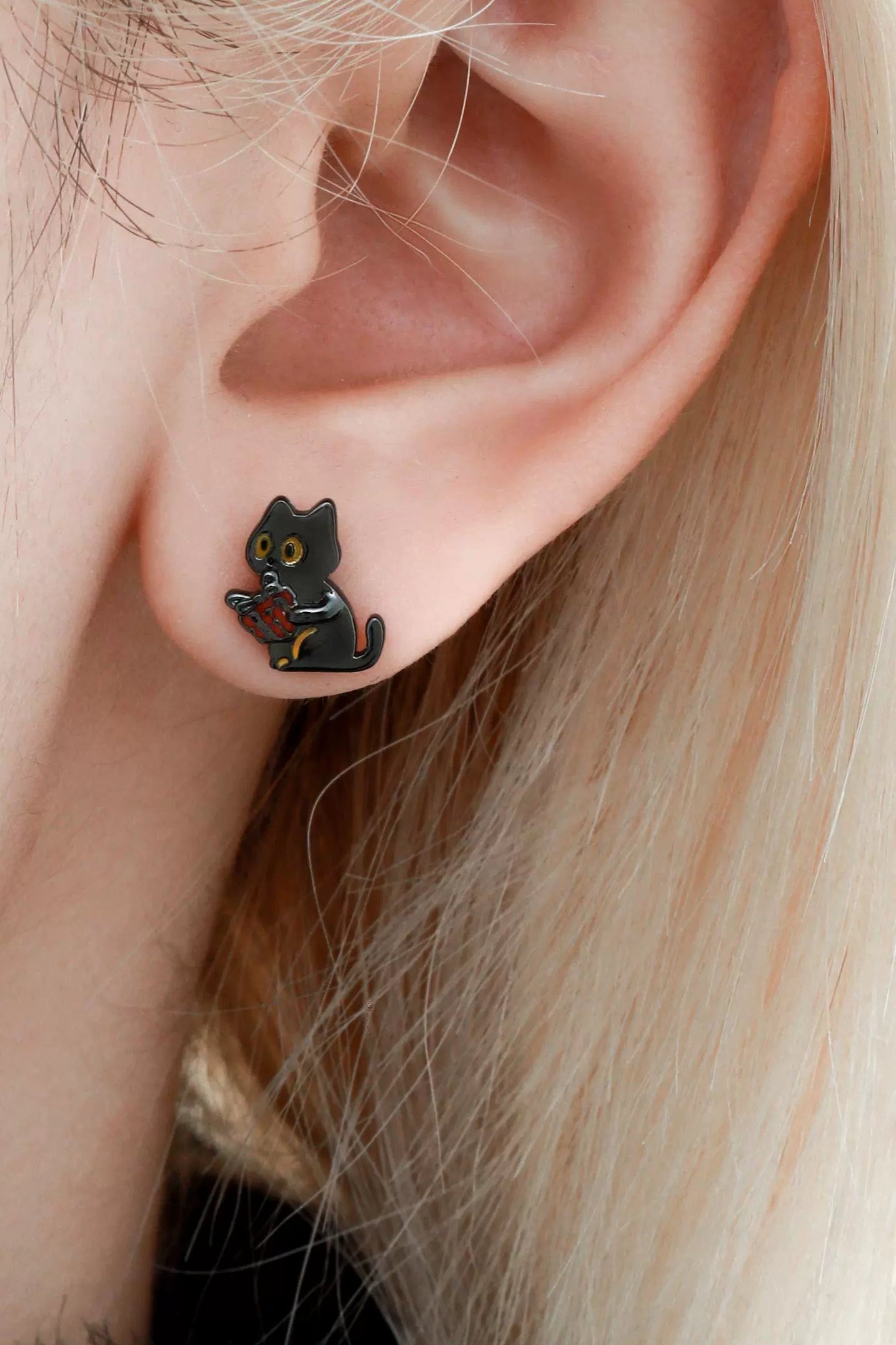 S925 Kitty I Love Money Earrings B3626