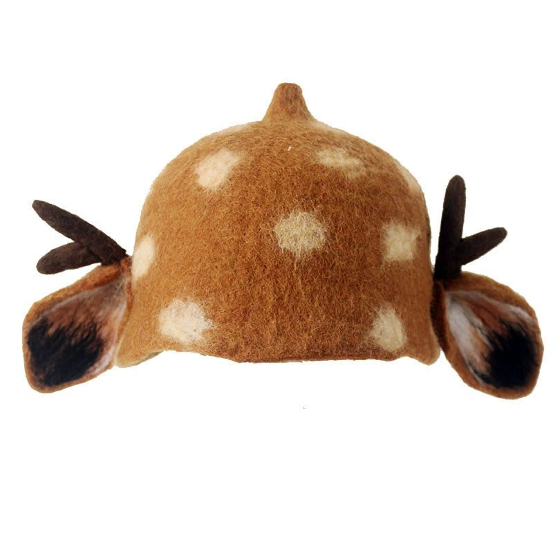 Handmade wet felt reindeer spirit hat B3387 