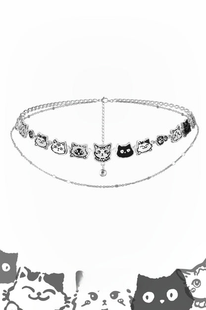 Graffiti Cat Double Layer Necklace B3466