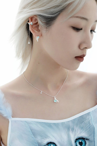 S925 Little Cat Non-Fade Choker Necklace B3201