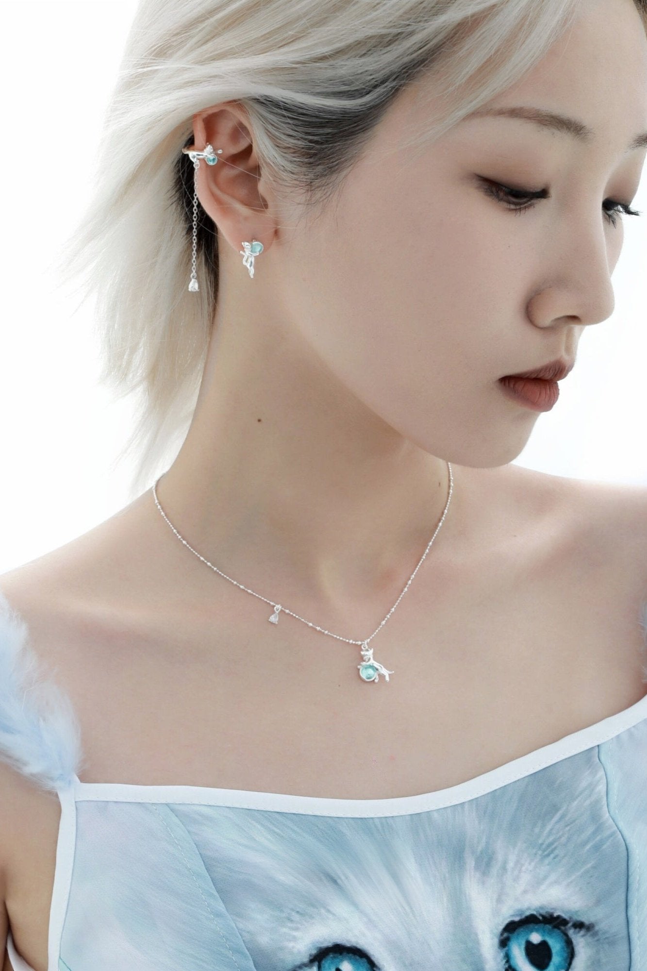 S925 Little Cat Cool Ear Cuff Single B3203