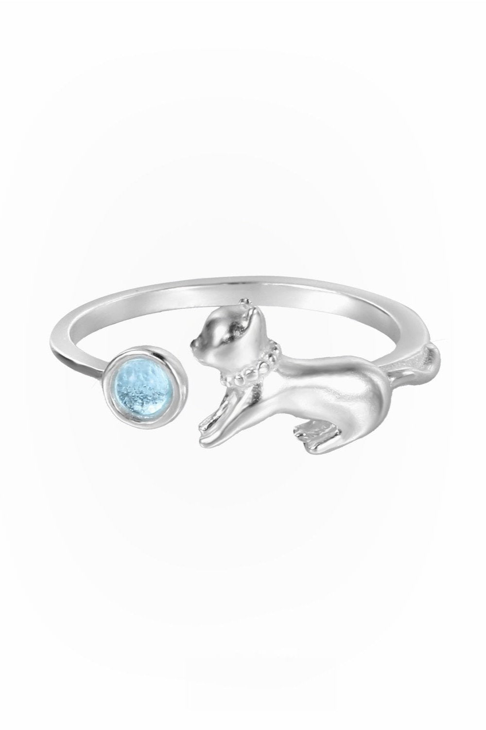 S925 Little Cat Non-Fade Open Ring B3204