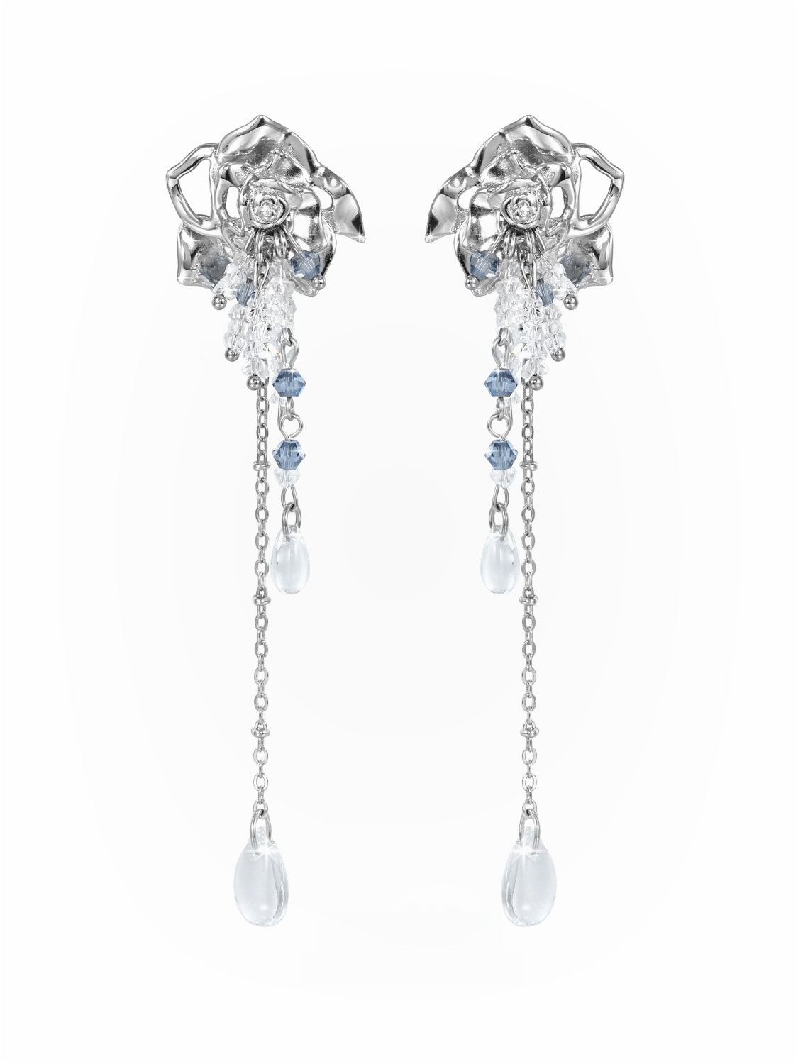 Crystal Rose Tassel Sweet Earrings B3216