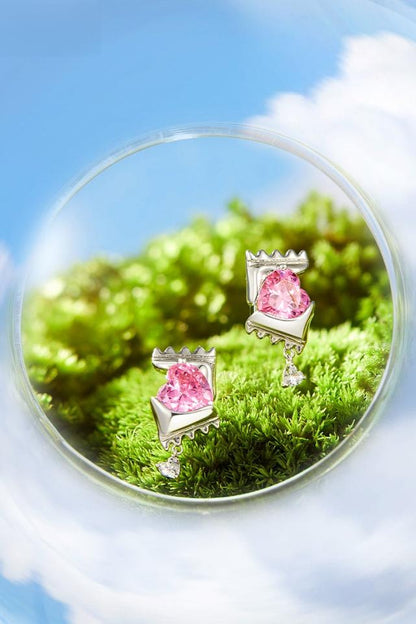 S925 Sweet Pink Rock Candy Earrings B3316