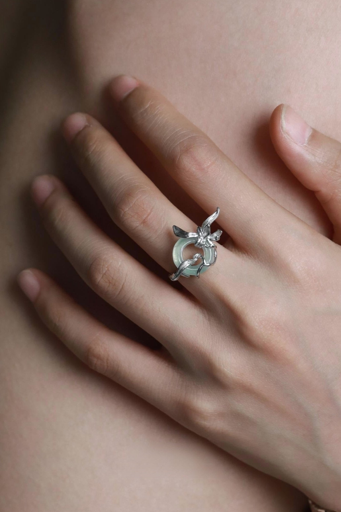 S925 Iris Flower Open Ring B3365