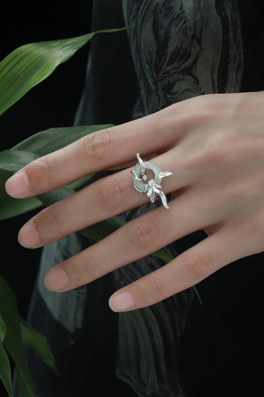 S925 Iris Flower Open Ring B3365