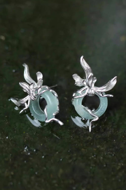 Iris Flower Buckle Earrings B3367