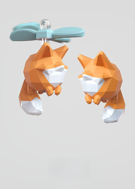 Cute Chubby Fox Polygon Earrings B3407