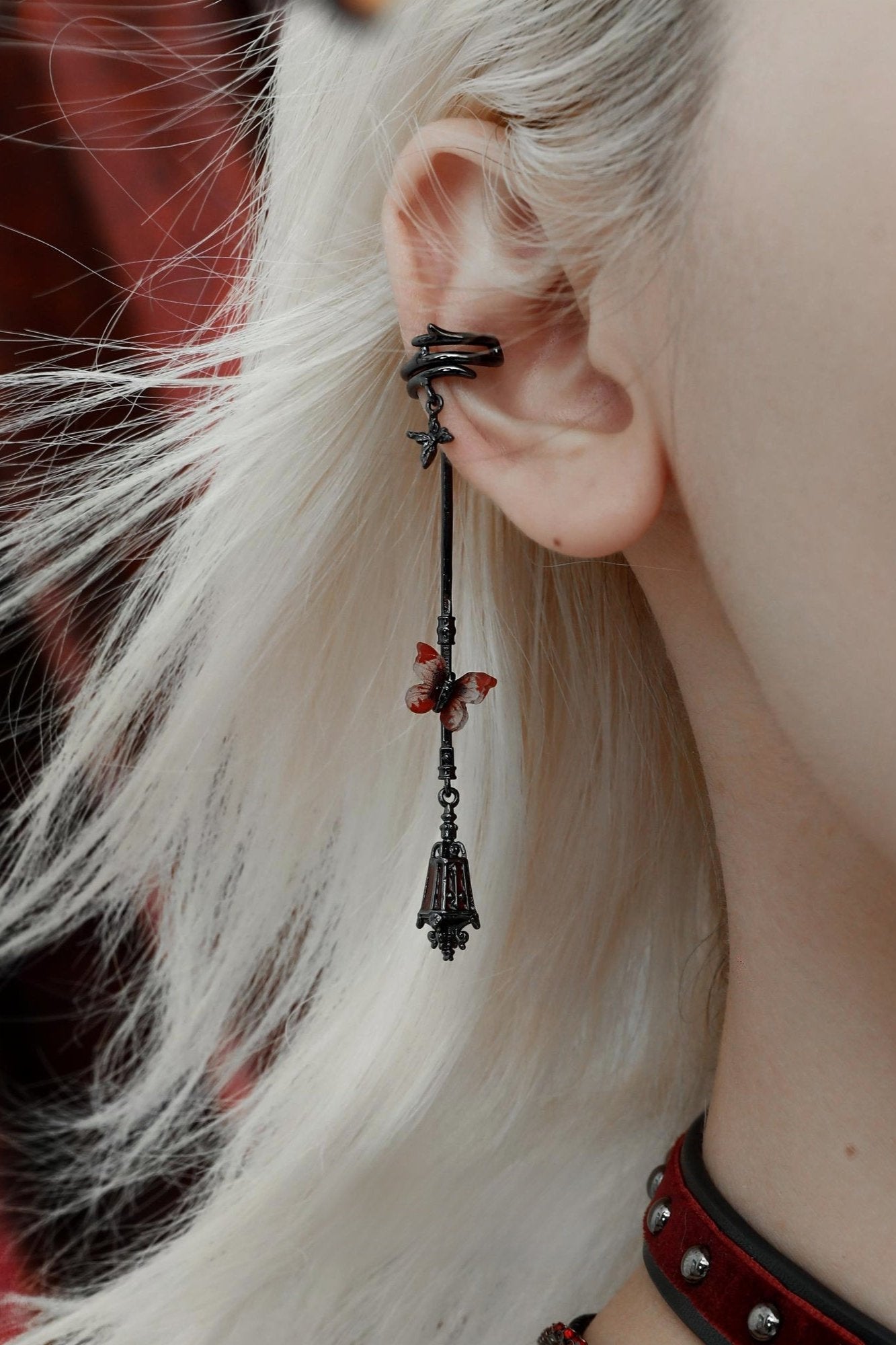 Lonely Butterfly Rider Clamp Ear Cuff B3460