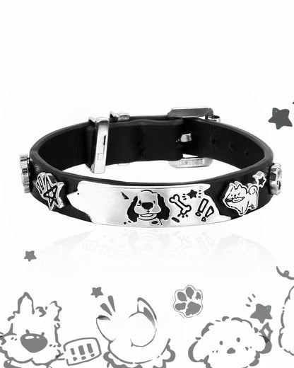 Happy Puppy PU Leather Cool Bracelet B3473