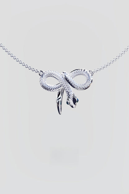 Hollow Lace Snake Cloud Bow Necklace B3560