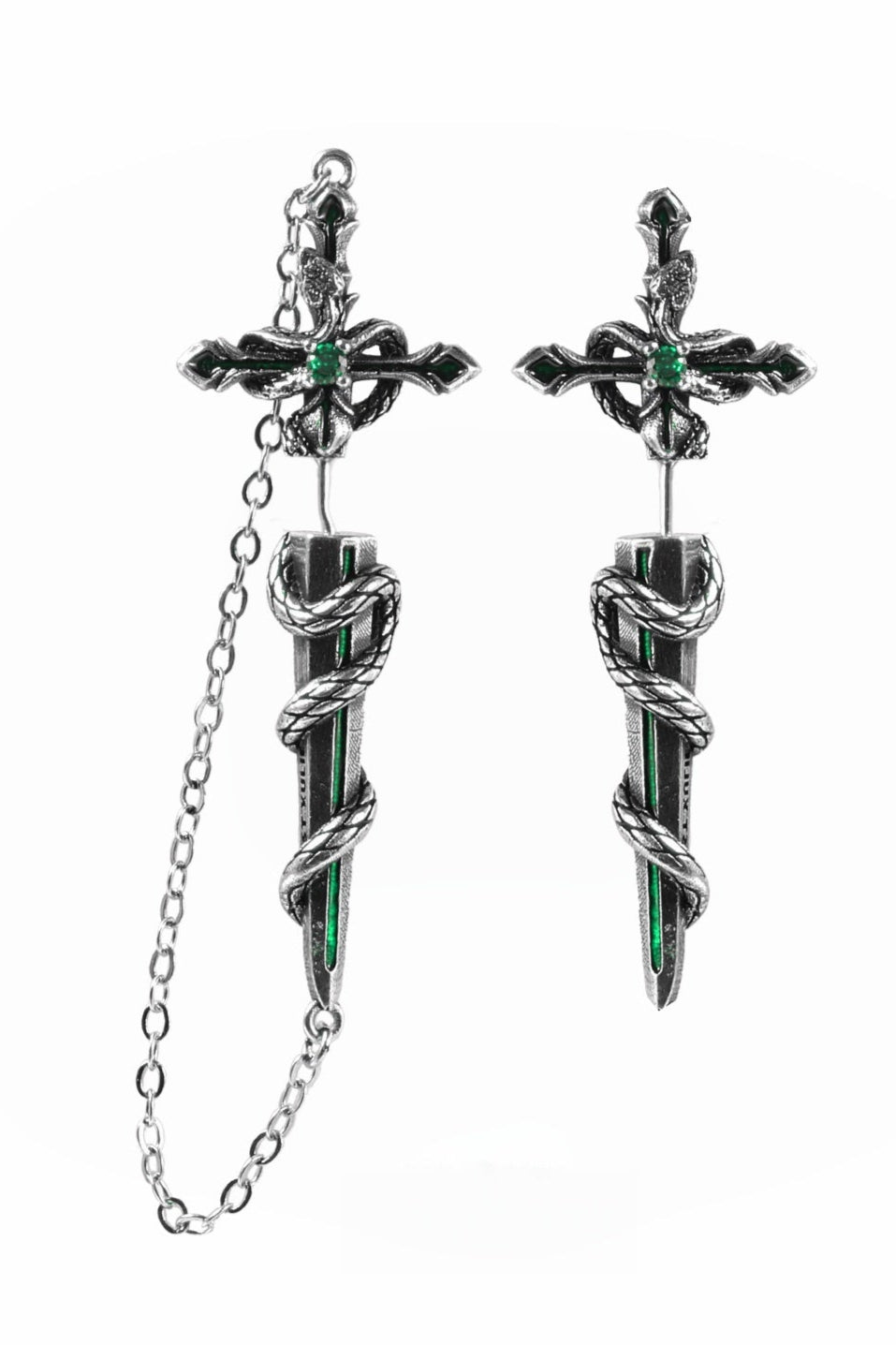 Snake Sword Asymmetrical Earrings B3624