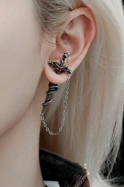 Snake Sword Asymmetrical Earrings B3624