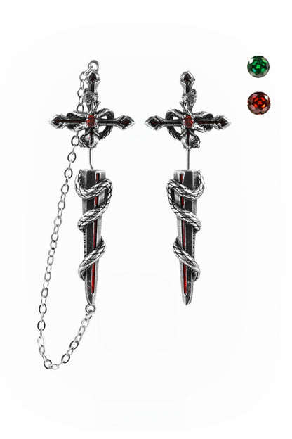 Snake Sword Asymmetrical Earrings B3624