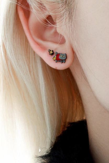 S925 Kitty I Love Money Earrings B3626