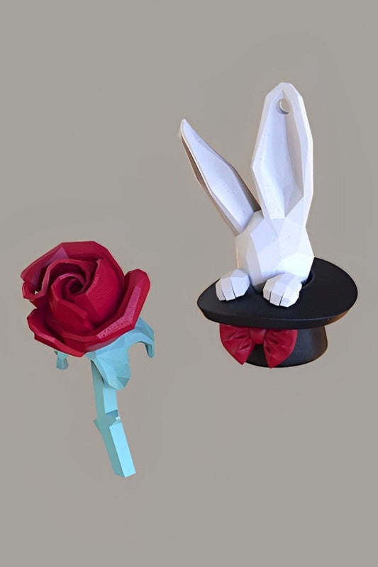 Magic Rose Rabbit Polygon Earrings B1426