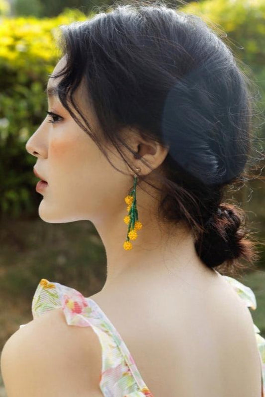 Beaded Flower Bouquet Earrings B1009