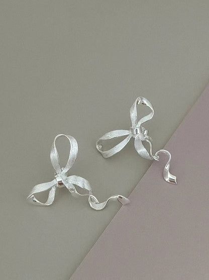 S925 Love Silk Ribbon Earrings B2487