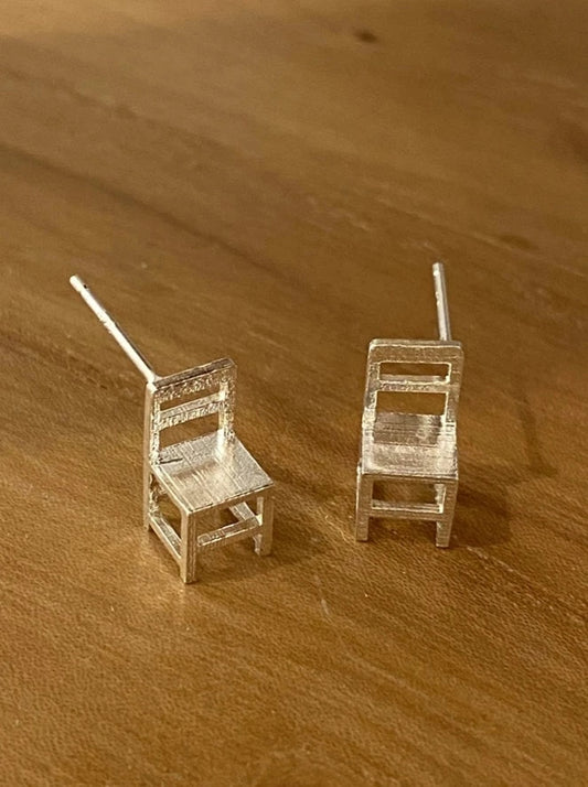 S925 Small square chair earrings B2395