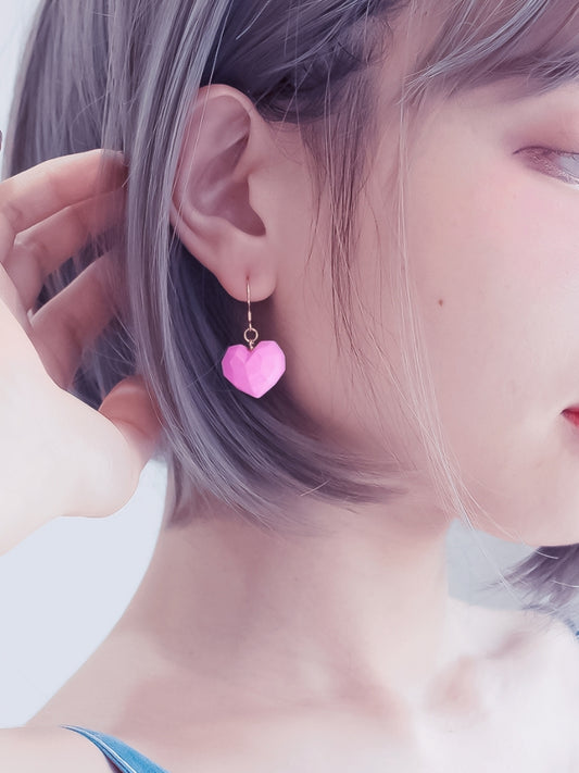 Heart Drop Polygon Earrings B1090