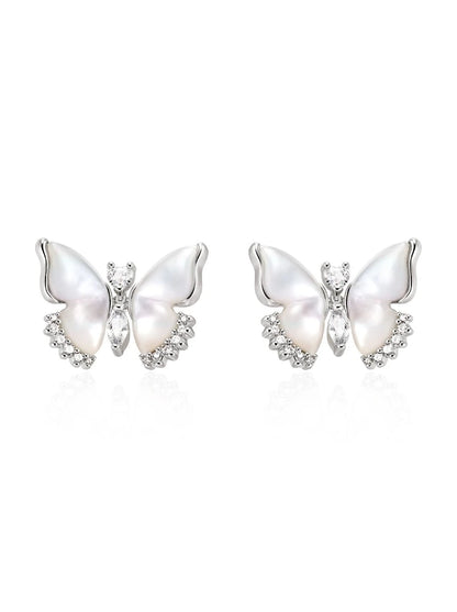 White shell butterfly earrings B2444