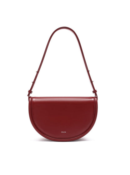 Half Moon Leather Shoulder Bag B1619