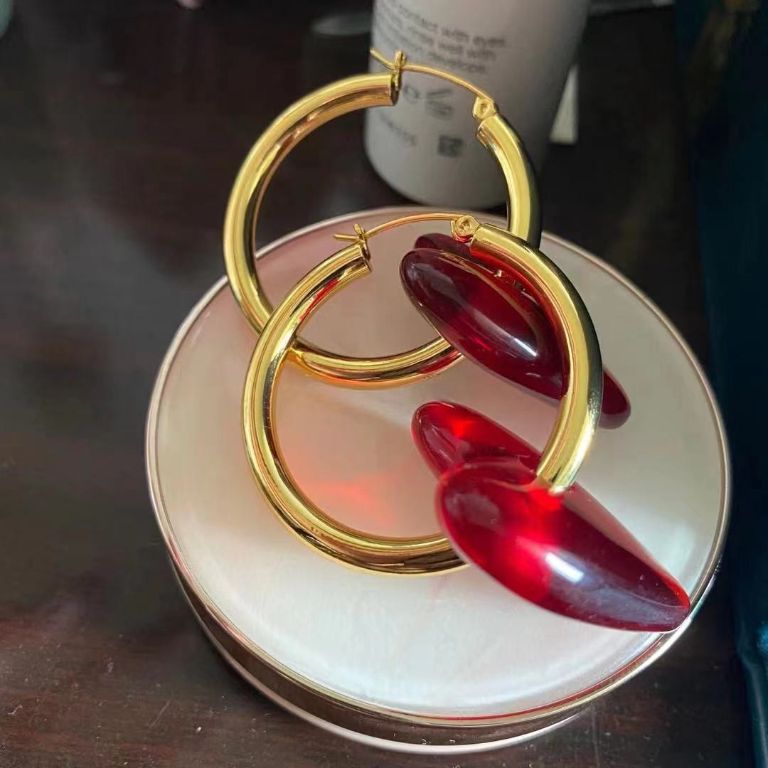 Buy Big Red Fire Beaded Hoop Earrings With Balls Dangling 2 Inch La La Hoop  Earrings Beadwork Jewelry for Wife Christmas Gift for Her Online in India -  Etsy